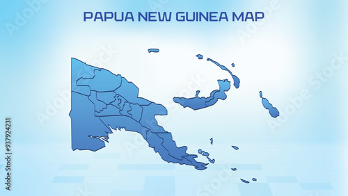 Blue detailed map of Papua New Guinea with States administrative divisions. Political Papua New Guinea map vector illustration.