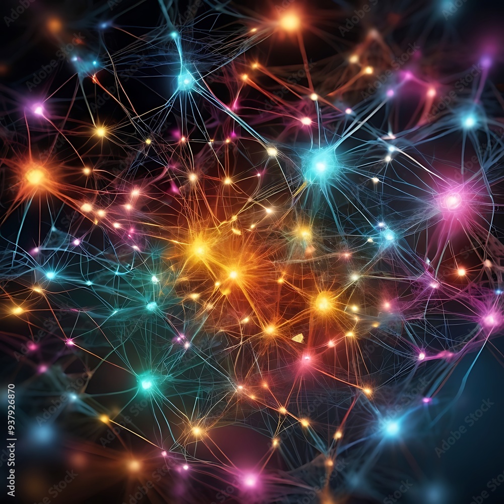 Fototapeta premium Digital technology and cyber security concept, abstract technology background of high speed global data transfer, futuristic neon hexagons, advanced technology networks