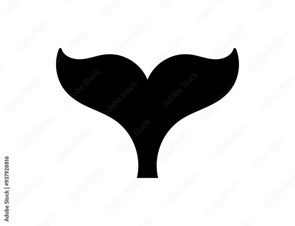 Dolphin tail illustration. Fish tail icon. Black fishtail silhouette. Dolphin tail illustration. Fish tail icon. Black fishtail silhouette.