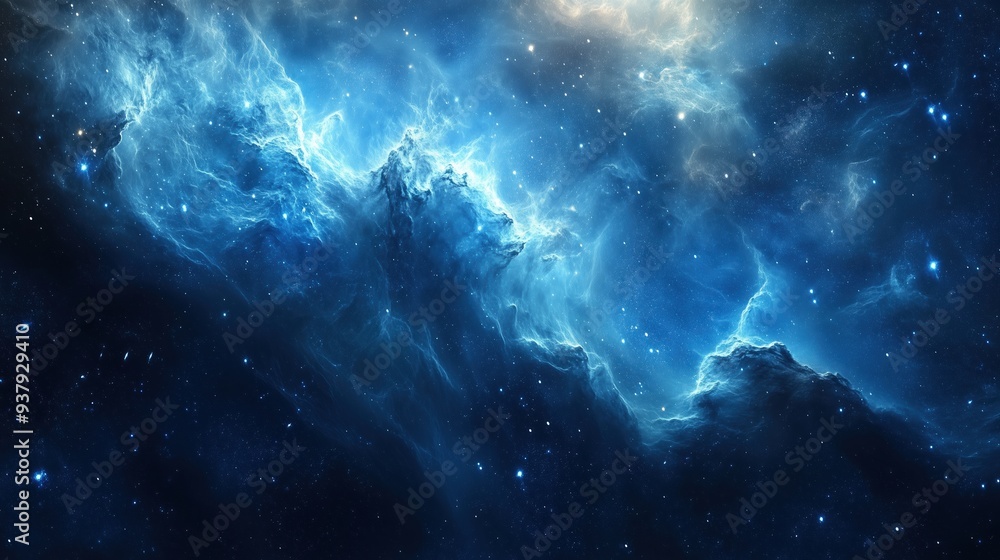 A blue sky with clouds and stars A blue sky with clouds and stars