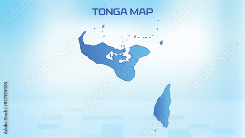 Blue detailed map of Tonga with States administrative divisions. Political Tonga map vector illustration.