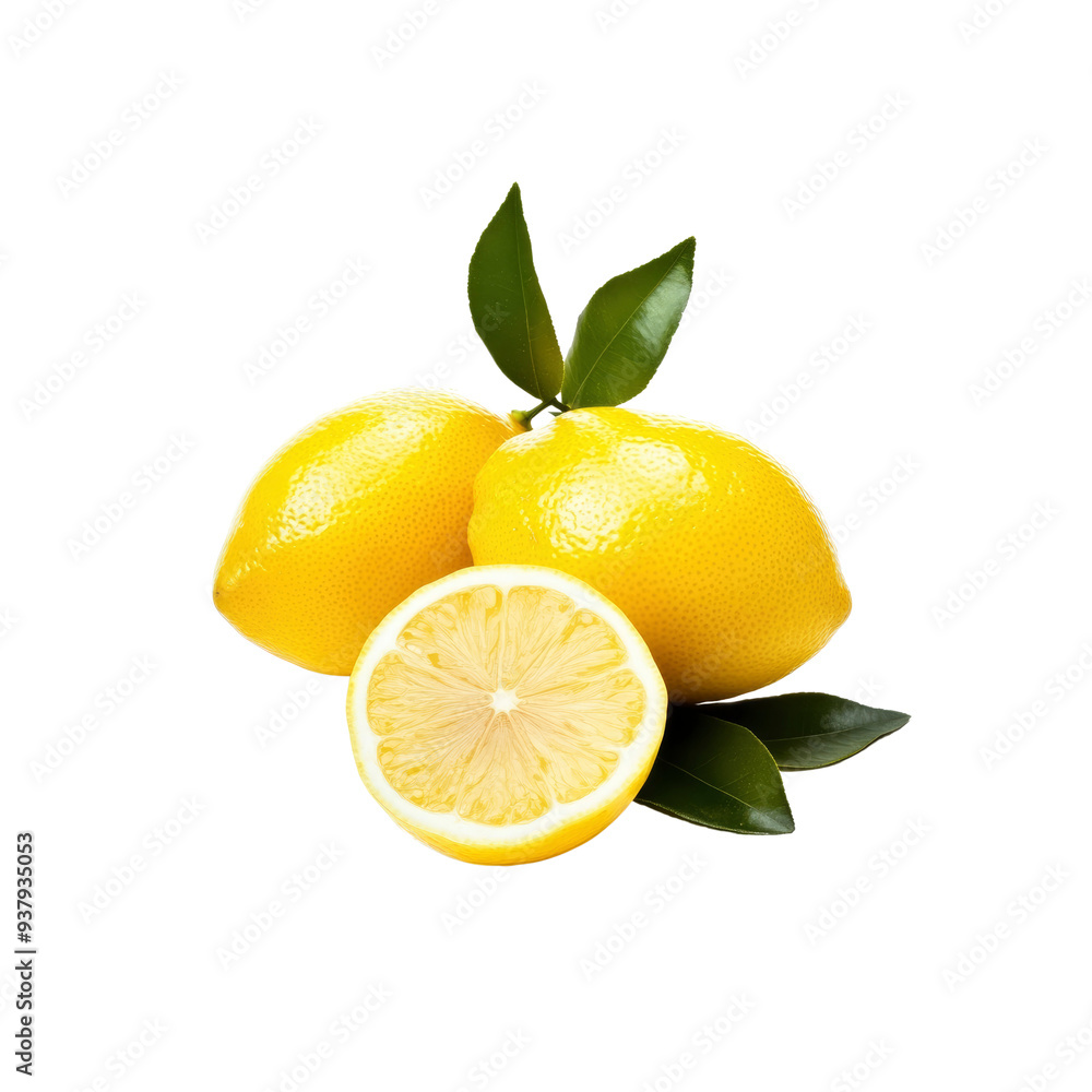 Fresh Lemons with Leaves Fresh Lemons with Leaves