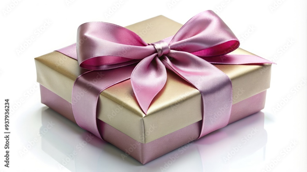 A beautifully wrapped gift box tied with a satin ribbon and adorned with a bow, sitting on a soft, creamy white background, evoking feelings of joy. A beautifully wrapped gift box tied with a satin ribbon and adorned with a bow, sitting on a soft, creamy white background, evoking feelings of joy.