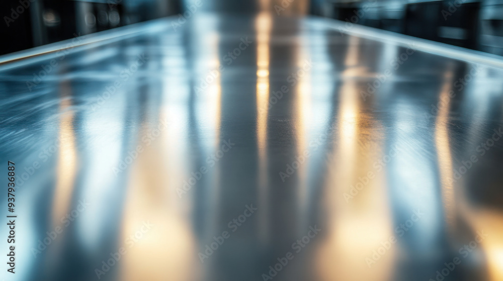 Fototapeta premium Stainless Steel Texture, A smooth stainless steel surface featuring a reflective quality, ideal for backgrounds and various design projects Perfect for industrial themes