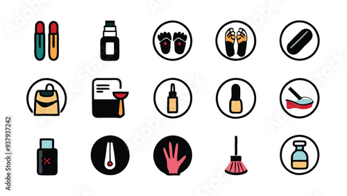 Set of nail polish salon icons.