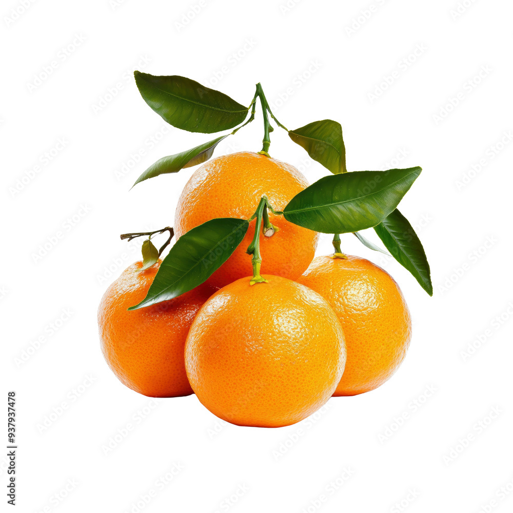 Fresh Tangerines with Green Leaves Fresh Tangerines with Green Leaves