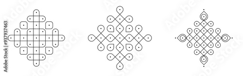 Indian Rangoli Kolam Design! Celebrate the upcoming festival with this minimalist rangoli design patterns.