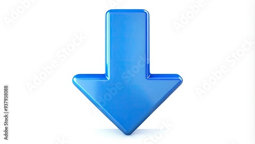 A blue arrow icon pointing downwards on a white background, symbolizing file downloading or data transfer, with a modern and minimalist design approach.