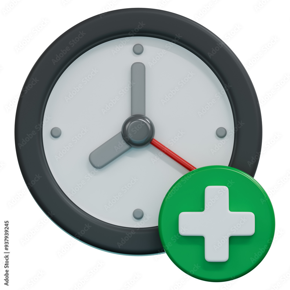 Fototapeta premium overtime clock 3d illustration