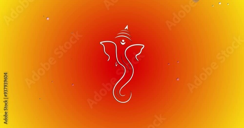 lord ganpati line art motion graphics on light background. design for Hindu Auspicious Occasion and Ganesh chaturthi festival.