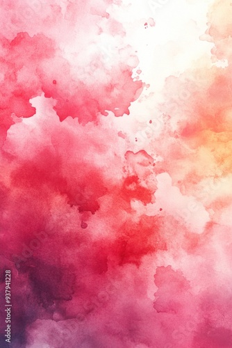 A vibrant abstract watercolor texture featuring shades of pink and red, ideal for backgrounds or creative projects.