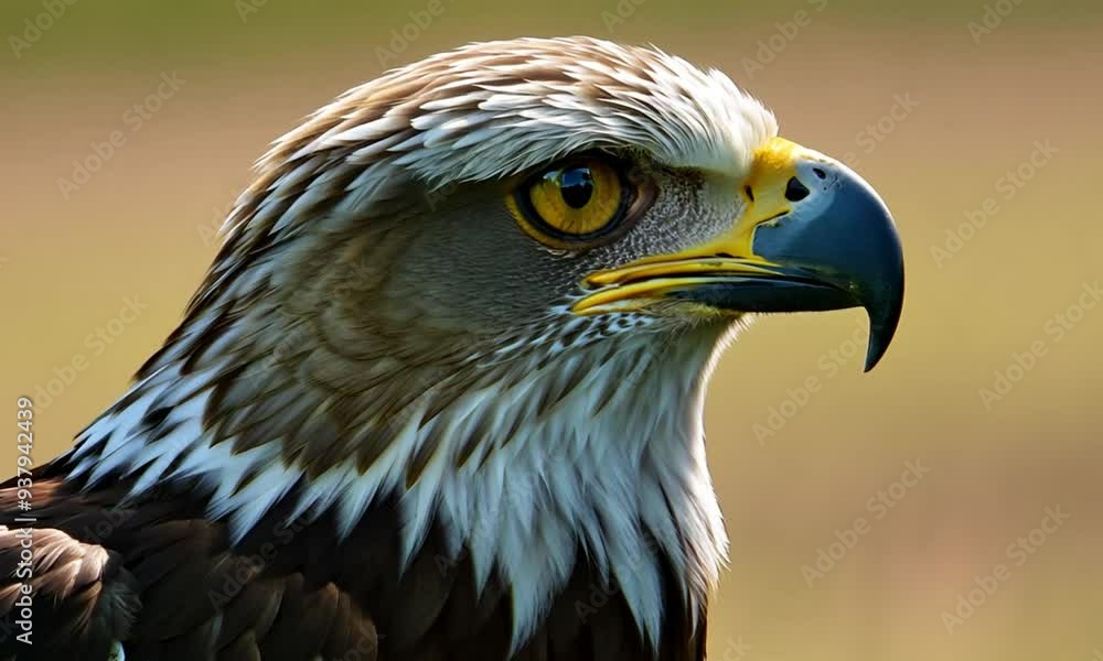 Portrait of a Brown-Headed Eagle with Sharp Eyes Portrait of a Brown-Headed Eagle with Sharp Eyes