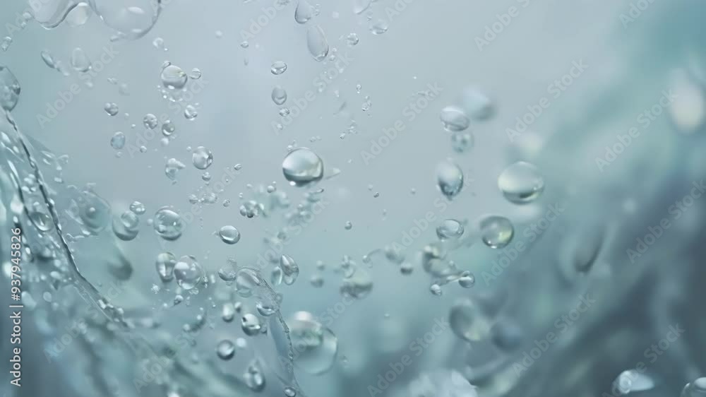 Dynamic close up of clear water splashing, creating a mesmerizing display of droplets and bubbles against a blurred background. The image captures the fluidity and energy of water in motion Dynamic close up of clear water splashing, creating a mesmerizing display of droplets and bubbles against a blurred background. The image captures the fluidity and energy of water in motion