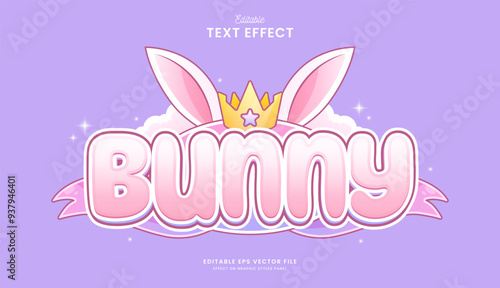 decorative princess bunny editable text effect design