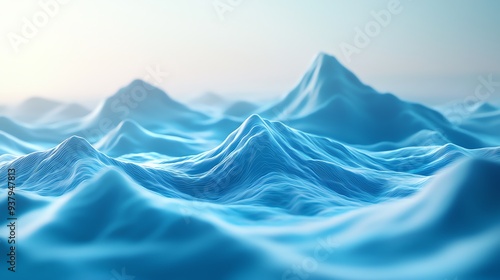 Wallpaper Mural Serene blue landscape featuring soft waves rising gently under a subtle light, creating a tranquil and calming atmosphere. Torontodigital.ca