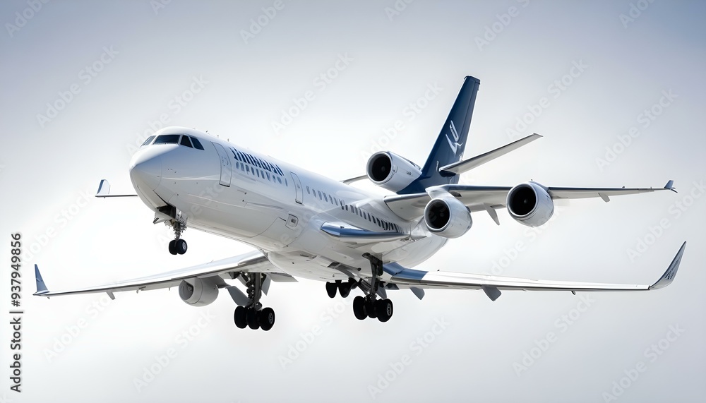 Jumbu Jet Commercial airplane on white background instant frame Flying airplane symbol Jumbu Jet Commercial airplane on white background instant frame Flying airplane symbol