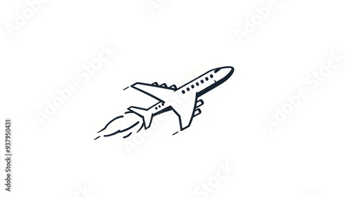 Jumbu Jet Commercial airplane on white background instant frame Flying airplane symbol