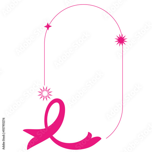 Breast cancer day, vector pink isolated frame on the white background