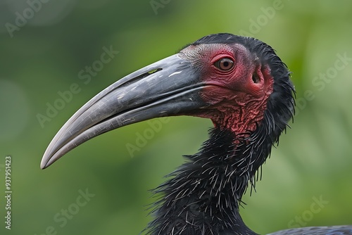 Shoebill Bird Portrait Closeup of Rare African Wildlife with Curved Beak and Textured Skin