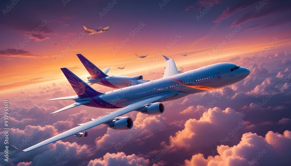 Jumbu Jet Commercial airplane on white background instant frame Flying airplane symbol Jumbu Jet Commercial airplane on white background instant frame Flying airplane symbol