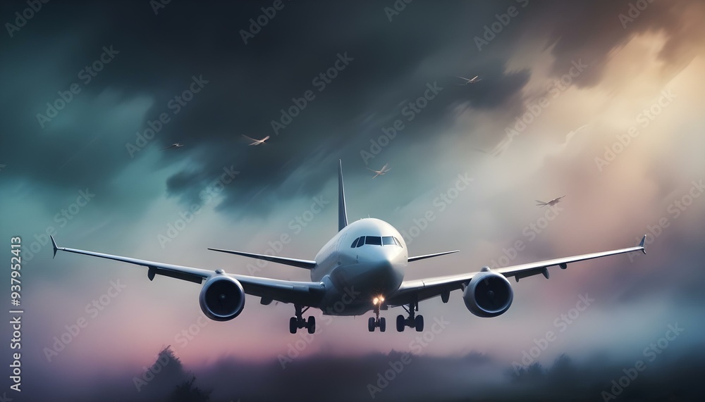 Jumbu Jet Commercial airplane on white background instant frame Flying airplane symbol Jumbu Jet Commercial airplane on white background instant frame Flying airplane symbol