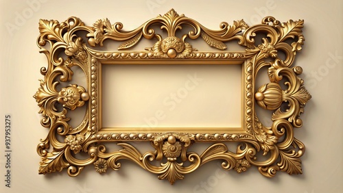 Elegant ornate gold frame set with intricate vintage design, perfect for showcasing precious memories, luxury branding, or sophisticated home decor elements.