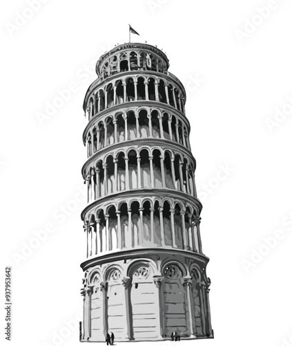 Leaning Tower of Pisa Vector illustration