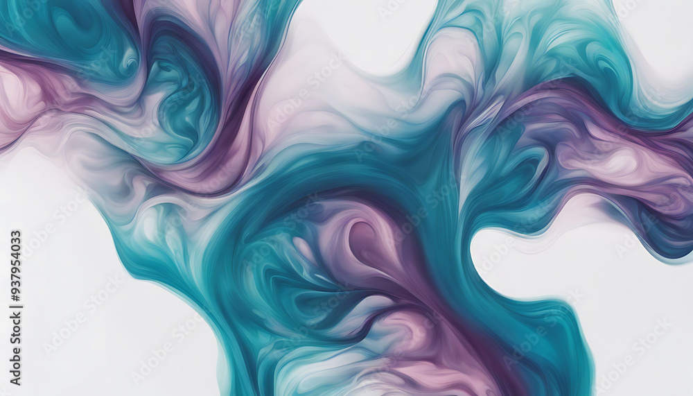 Abstract Swirling Blue and Purple Paint on White Background Abstract Swirling Blue and Purple Paint on White Background