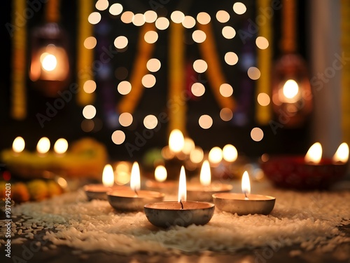 Happy Diwali diya lamps 