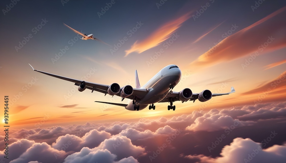 Jumbu Jet Commercial airplane on white background instant frame Flying airplane symbol Jumbu Jet Commercial airplane on white background instant frame Flying airplane symbol