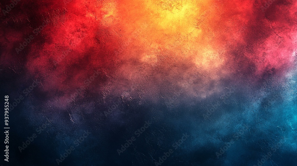 Fototapeta premium Red and Blue Grainy Gradient Background with Dark Black Noise Texture Effect for Abstract Poster - Generative AI