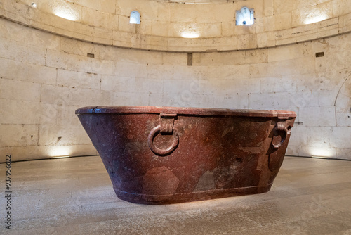 Porphyry´s  stone bathtub in the Mausoleum of the emperor Theodoric in Ravenna
