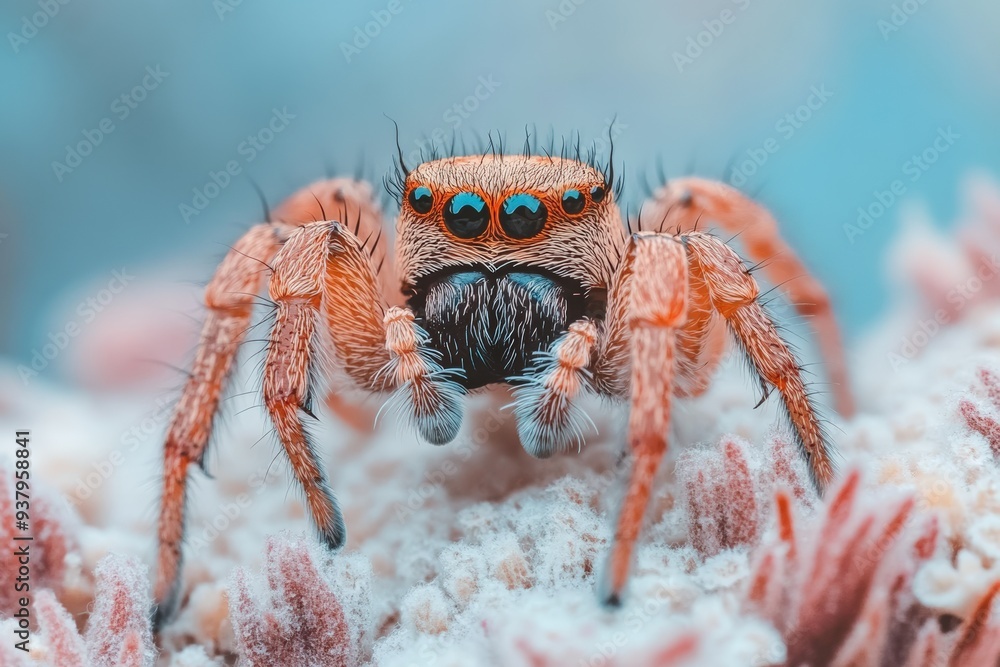 Close-up shot of a spider's eyes with a blurred background Close-up shot of a spider's eyes with a blurred background