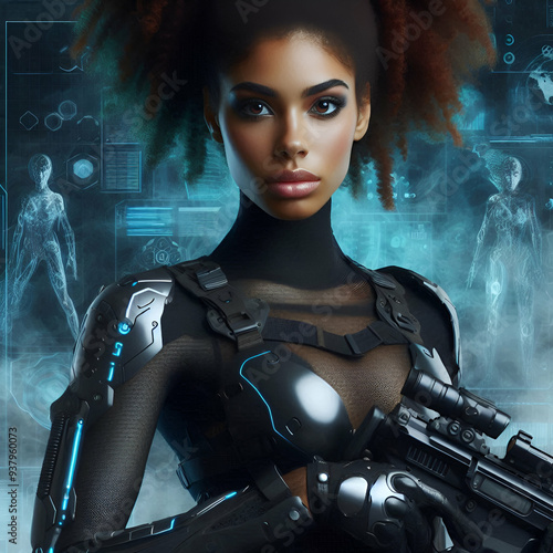 Futuristic Guardian: Cybernetic Hero in Action