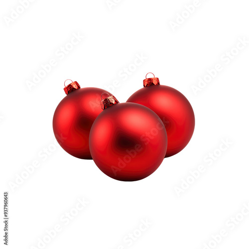 Three Shiny Red Christmas Ornaments