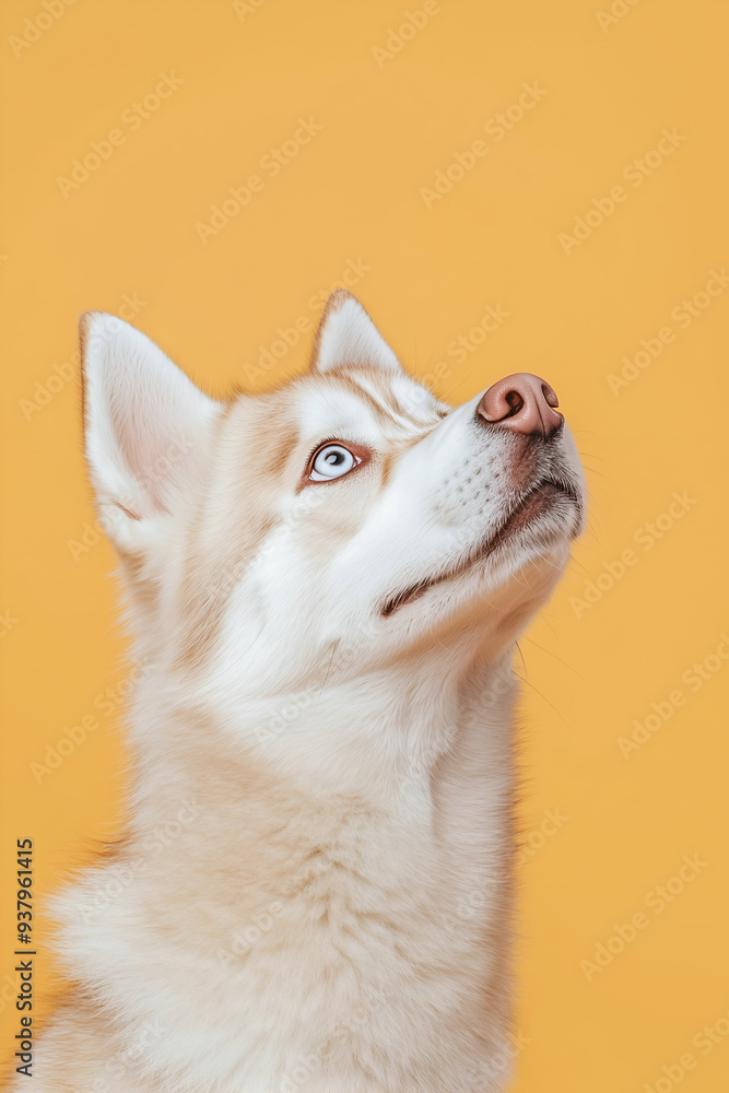 Siberian Husky Dog with Bright Blue Eyes and Happy Expression Siberian Husky Dog with Bright Blue Eyes and Happy Expression