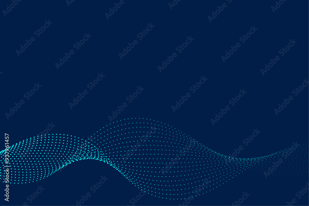 Fototapeta premium Futuristic digital landscape. Particle waves in cyberspace. Data analytics and tech innovation.