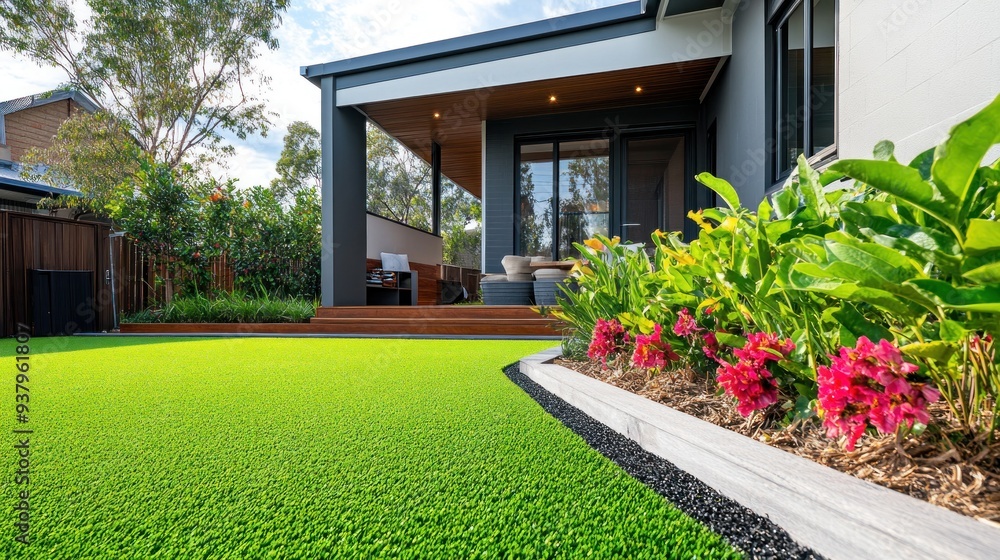 Modern Backyard Oasis with Artificial Grass Modern Backyard Oasis with Artificial Grass
