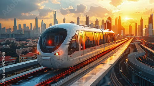 High speed modern train in ...