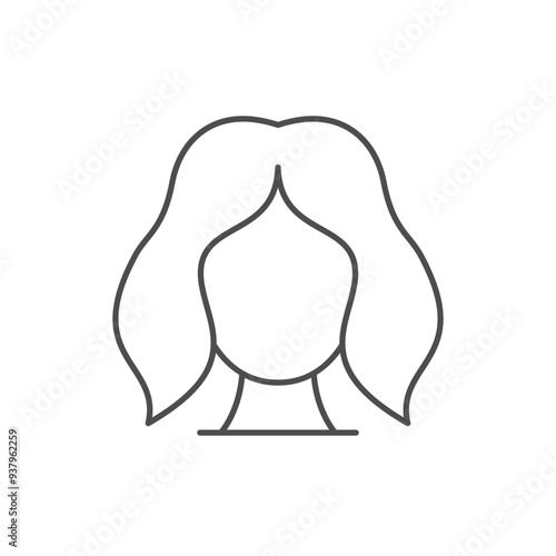 Female wig line outline icon