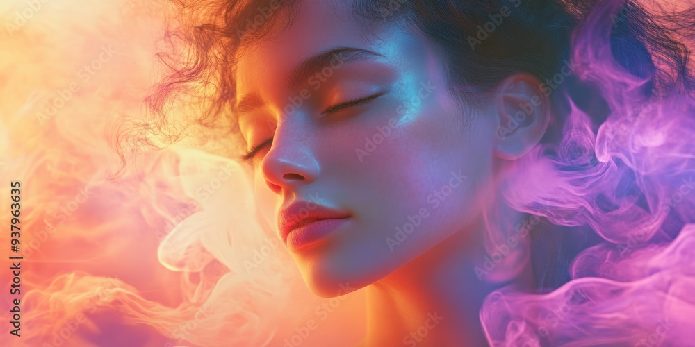 A hyperrealistic illustration of a woman surrounded by a soft, glowing aura, symbolizing her energy and vitality. A hyperrealistic illustration of a woman surrounded by a soft, glowing aura, symbolizing her energy and vitality.