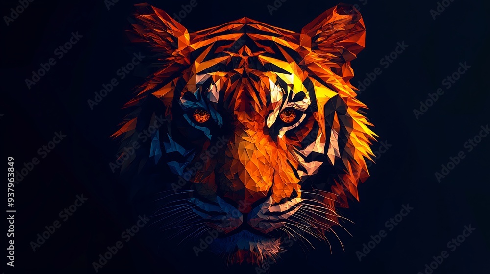 Obraz premium Tiger Portrait in Low Poly Style