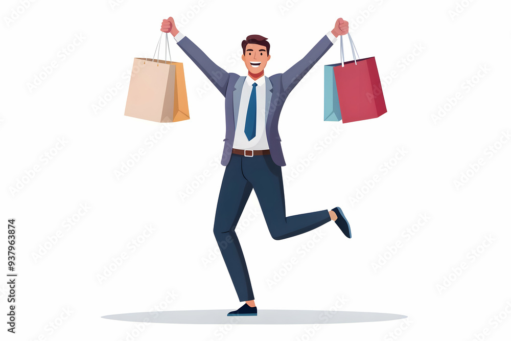 Flat Shopper Celebrating After Purchase concept as Candid shot of a shopper cheering and raising their hands in victory after making a purchase during a Black Friday sale capturing the excitement and Flat Shopper Celebrating After Purchase concept as Candid shot of a shopper cheering and raising their hands in victory after making a purchase during a Black Friday sale capturing the excitement and