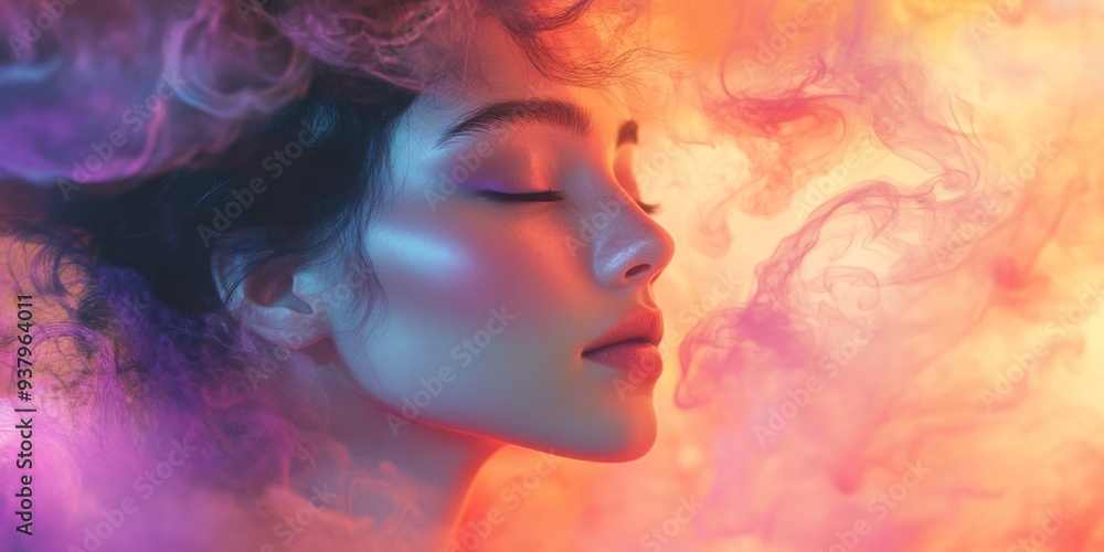 A hyperrealistic illustration of a woman surrounded by a soft, glowing aura, symbolizing her energy and vitality. A hyperrealistic illustration of a woman surrounded by a soft, glowing aura, symbolizing her energy and vitality.