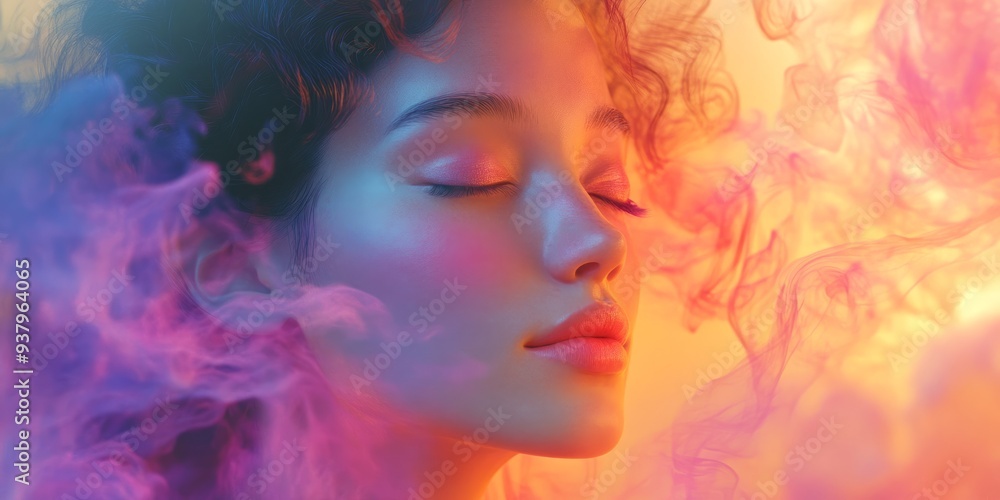 A hyperrealistic illustration of a woman surrounded by a soft, glowing aura, symbolizing her energy and vitality. A hyperrealistic illustration of a woman surrounded by a soft, glowing aura, symbolizing her energy and vitality.