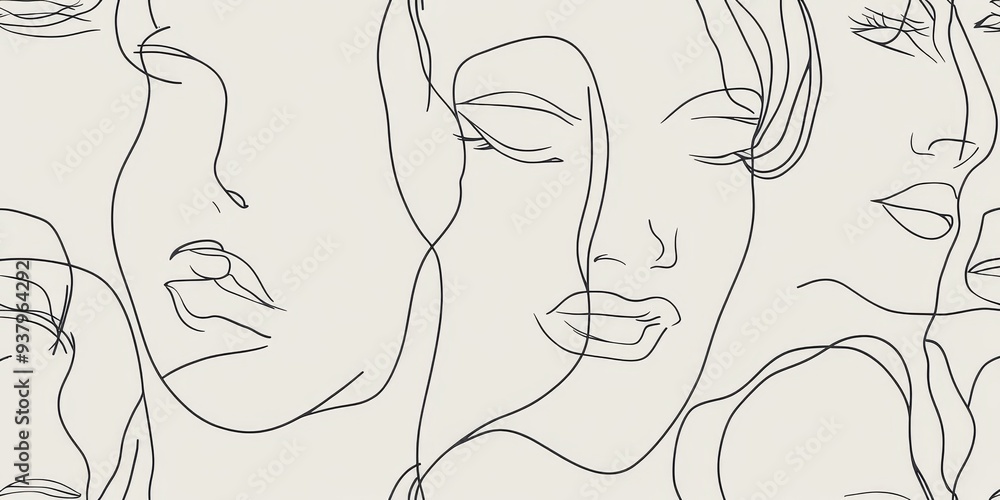 Minimalist line art faces Minimalist line art faces