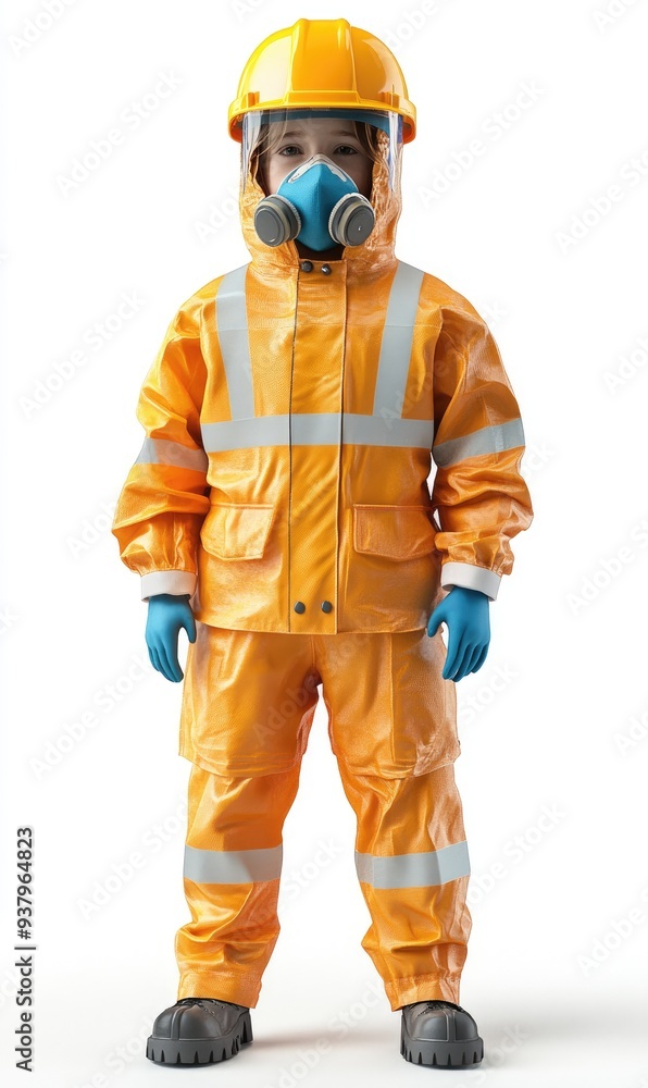 Naklejka premium Children wearing PPE clothes, 3D illustration, isolated on white background