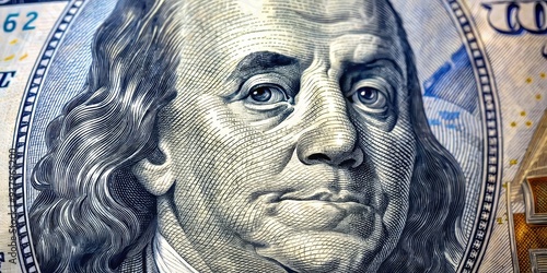 High-definition close-up of a fresh, crisp, uncirculated USD 100 bill, showcasing intricate security threads, watermarks, and vibrant color details of the currency's design elements.