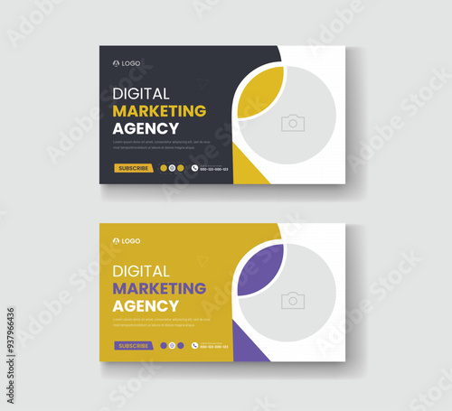 Corporate business and digital marketing youtube thumbnail or web banner template