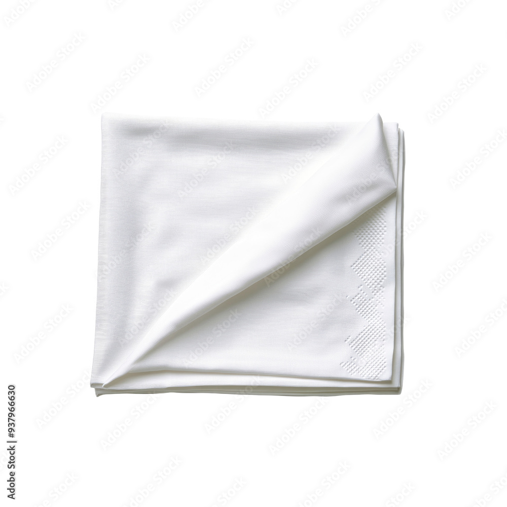 White Linen Napkin Folded and Isolated on White Background White Linen Napkin Folded and Isolated on White Background